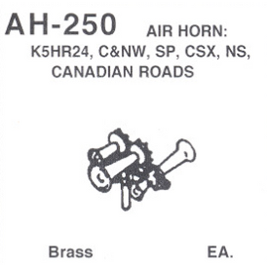 Details West 250 HO Scale Nathan Air Horn K5HR24 - For C&NW, SP, CSX, NS & Canadian Roads (AH-250)