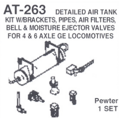 Details West 263 HO Scale Detail Air Tank Kit for 4- & 6-Axle GE Locomotives (Early GE) (AT-263)