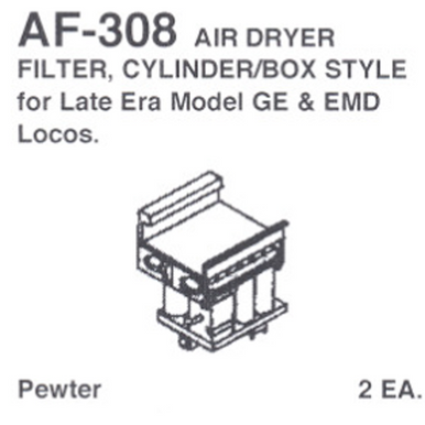Details West 308 HO Scale AF-308 Air Dryer Filter, Cylinder/Box Style (GE & EMD) pkg(2)