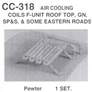 Details West 318 HO Scale CC-318 Air Cooling Coils -- F-Unit Roof Top (Western Roads)