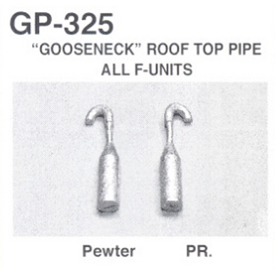 Details West 325 HO Scale GP-325 "Gooseneck" Rooftop Pipe, All F-Units pkg(2)