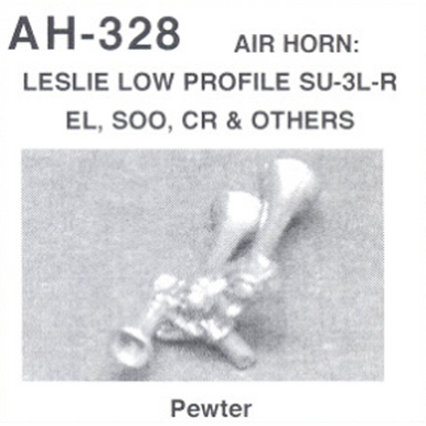 Details West 328 HO Scale AH-328 Air Horn, Leslie Low Profile SU-3L-R, 3-Chime w/Bracket & Air Line Hose