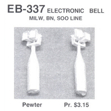 Details West 337 HO Scale EB-337 Electronic Bell, Dual Large Speaker Type (MILW, BN, Soo & Others) pkg(2)