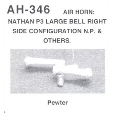 Details West 346 HO Scale AH-346 Air Horn, Nathan P-3, Large Right Bell Configuration (Pewter), NP & Others
