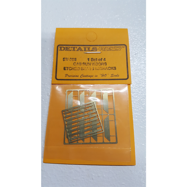 Details West 365 HO Scale Diesel Cab Sun Visors with Tracks, Etched Brass - 4