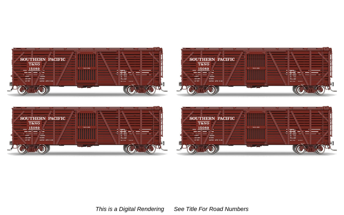 Broadway Limited Imports 10726 HO 40' Wood Stock Car 4-Pack, Southern Pacific (Road Nos. 15474, 15510, 15513, 15537)