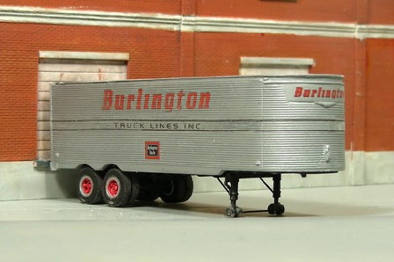 T-021-2 1951-55 32' Fruehauf Stainless Steel East Coast Style Dry Van w/ Burlington Decals
