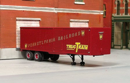 T-027-1 1950s Era 32' Fruehauf Piggyback Trailer w/ Early Pennsy Decals