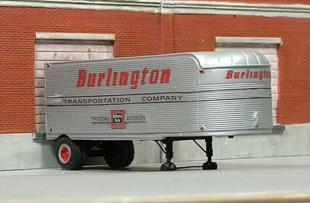 T-028-1 1940-51 28' Fruehauf Stainless Steel Dry Van w/ Burlington Decals