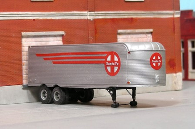 T-029-1 1940-51 32' Fruehauf Stainless Steel East Coast Style Dry Van w/ Santa Fe Decals