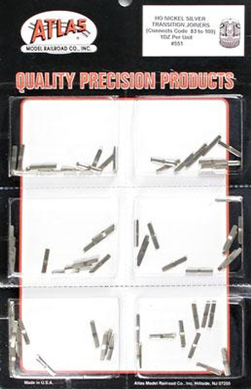 Atlas 551 HO Scale Code 83 to Code 100 Transition Rail Joiners