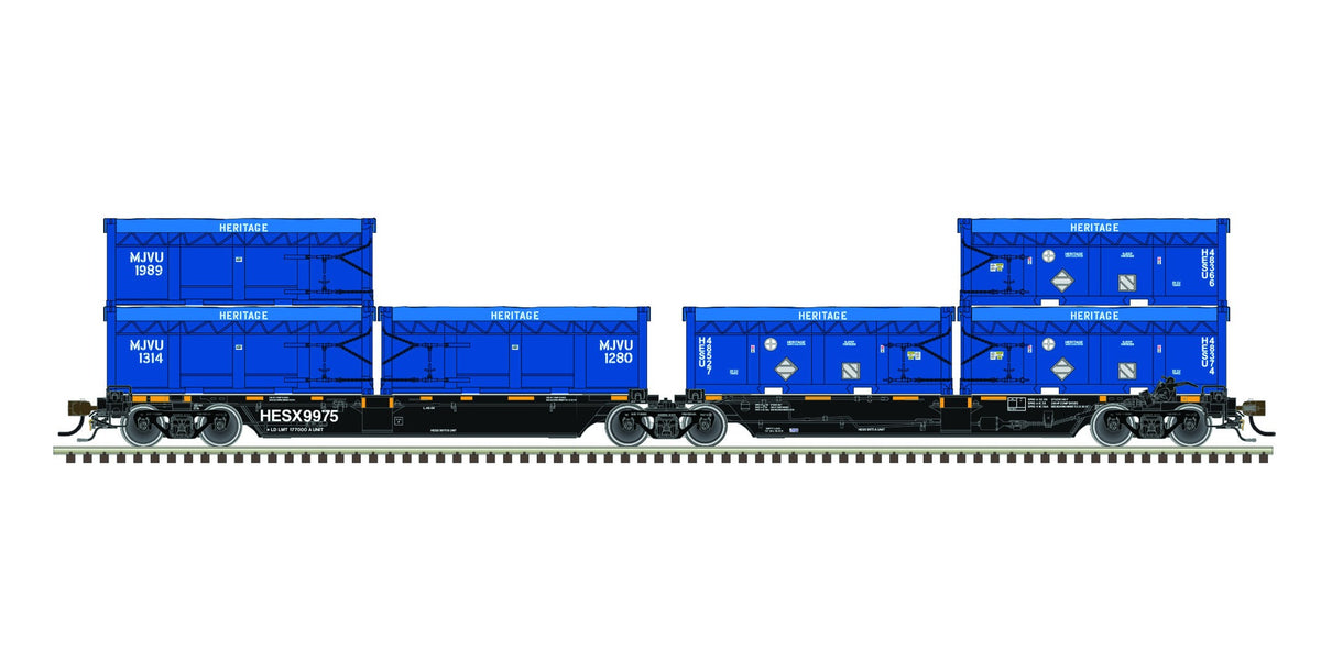 Atlas Master HO articulated bulk carrier Heritage Environmental Services HESX with blue HESU and MJVU waste containers