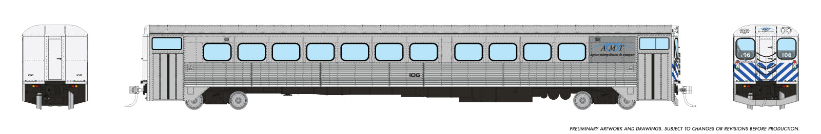Rapido HO H-S Commuter Cab Coach: AMT Montreal: #106