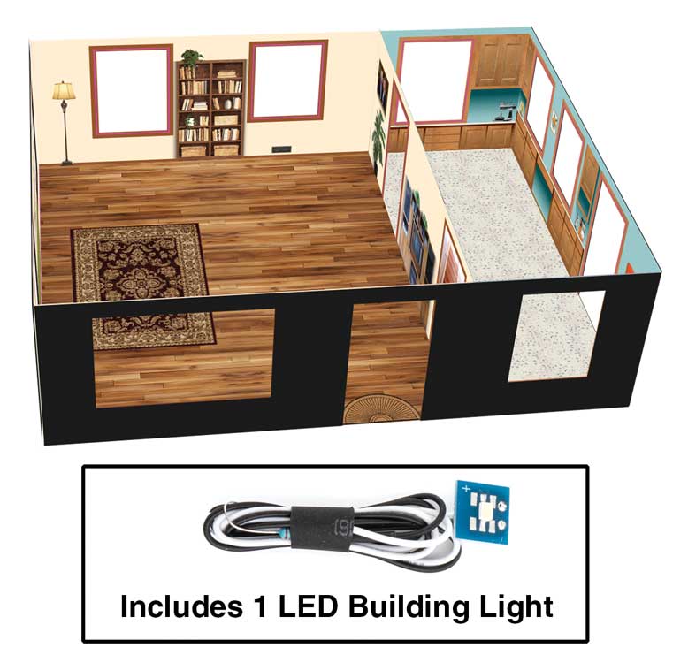 Walthers Cornerstone 4704 HO Scale Brick Cape Cod House - Spaces - Interior Lighting and Detail Insert