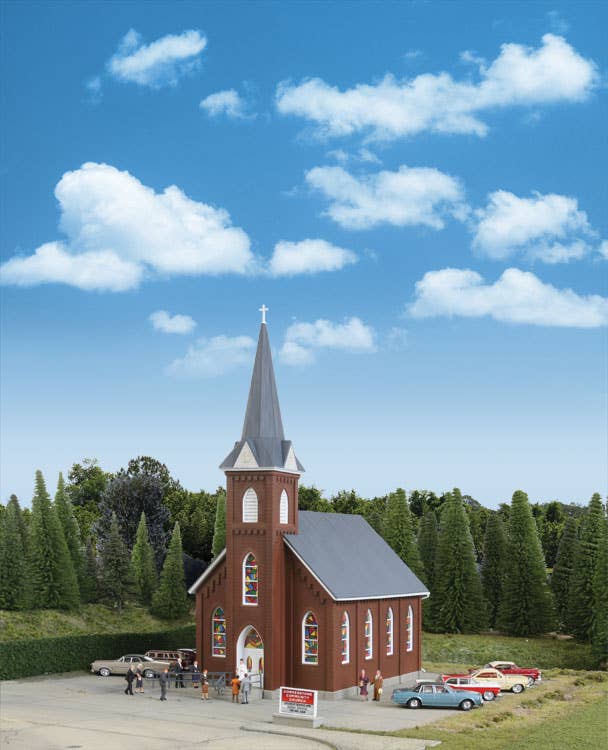Walthers Cornerstone 3496 HO Scale Brick Church - Kit - 8-1/16 x 4-9/16 x 10-3/4" 20.4 x 11.5 x 27.2cm