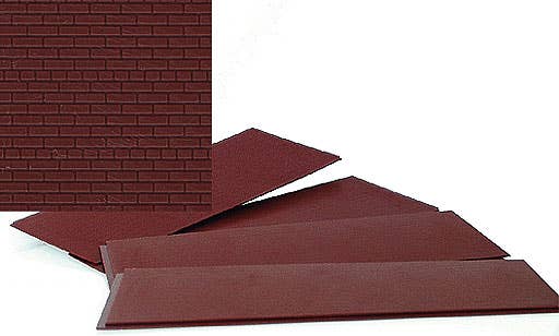 Walthers Cornerstone 3523 HO Scale Brick Sheet - 4 x 9-3/4" 10.1 x 24.7cm pkg(4) - Dark Red