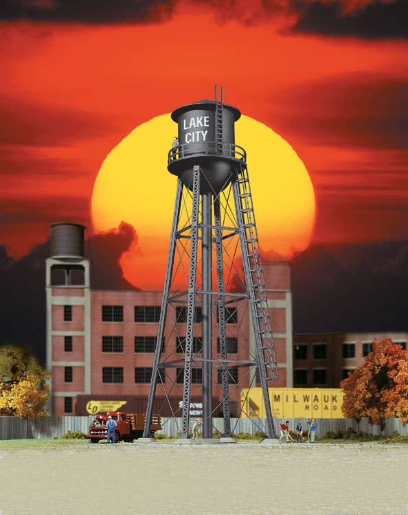 Walthers Cornerstone 3832 N Scale City Water Tower - Assembled - Black - 2-3/8 x 2-3/8 x 7" 6 x 6 x 17.8cm