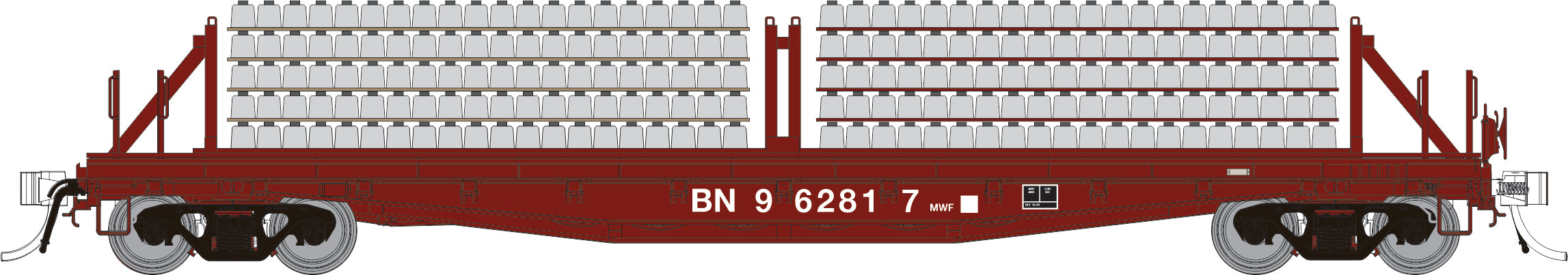 Rapido HO F30D 50' Rail Flat Car : CR - MOW: 6-Pack