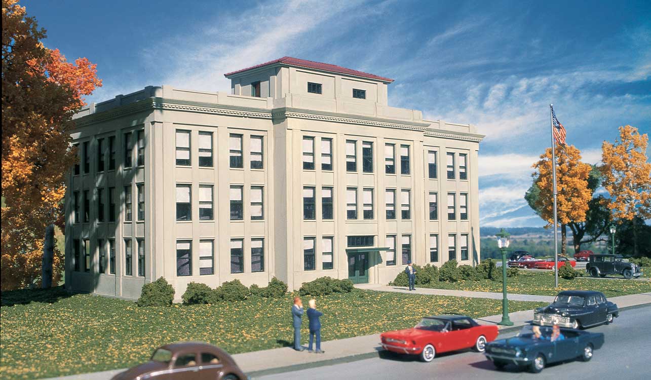 Walthers Cornerstone 4143 HO Scale Ford(R) Central Office Building - Kit - 13-1/2 x 6-1/2 x 7-1/4" 34.2 x 16.5 x 18.4cm
