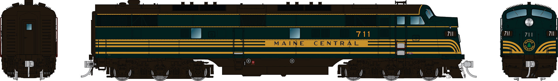 Rapido HO EMD E7A (DC/DCC/Sound): Maine Central - Green Scheme: #711