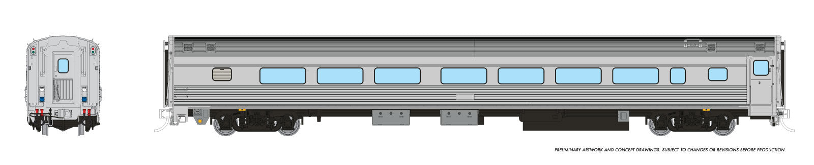 Rapido HO Budd Coach w/HEP: Painted, Unlettered