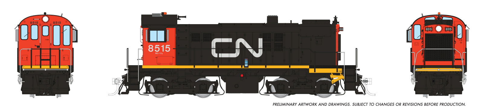 Rapido HO MLW S-13 (DC/Silent): CN - Noodle w/ Red Cab: #8515