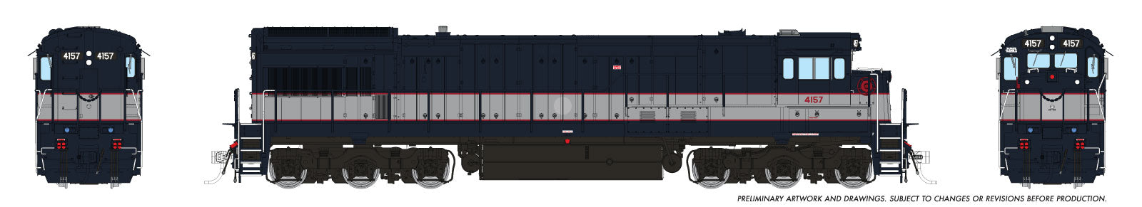 Rapido HO GE U34CH (DC/Silent): NJDOT - Bluebird w/o Logo: #4157