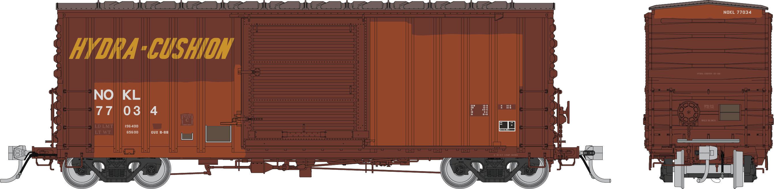 Rapido HO PC&F B-100-34 Boxcar: Northwestern Oklahoma Railroad (NOKL): 3-Pack