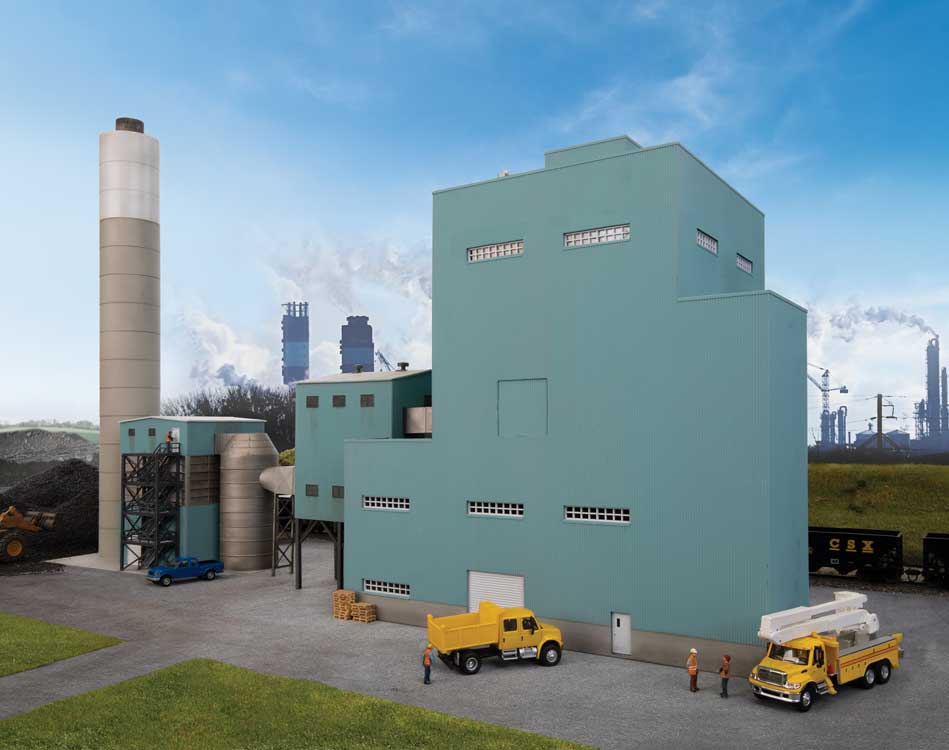 Walthers Cornerstone 4172 HO Scale Lakefront Energy Power Plant with Dust Collector - Kit - 28-1/2 x 7-13/16 x 17-7/8 72.3 x 19.8 x 45.3cm (Height Noted at Stack)