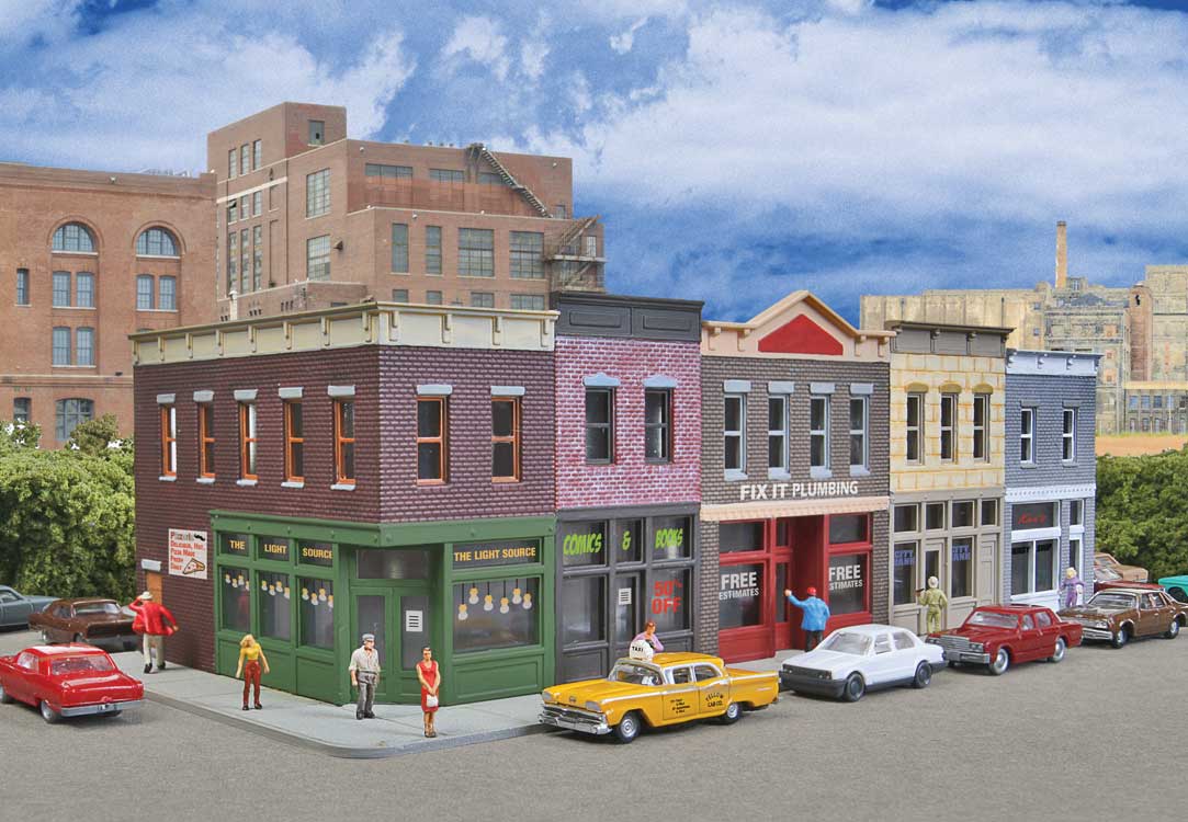 Walthers Cornerstone 3850 N Scale Merchant's Row I - Kit - 7-1/2 x 3-1/2 x 2-5/16" 19 x 8.8 x 5.8cm