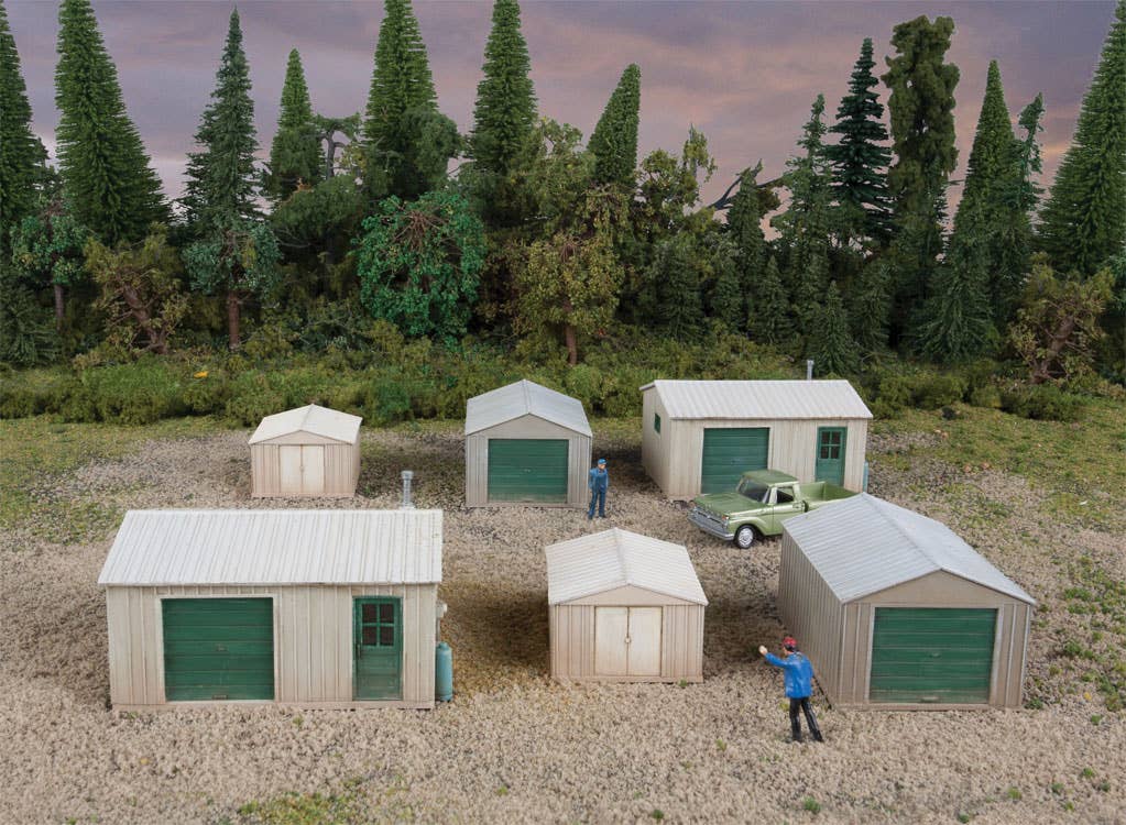 Walthers Cornerstone 4123 HO Scale Metal Yard Shed - Kit - Set of 2 each of 3 styles