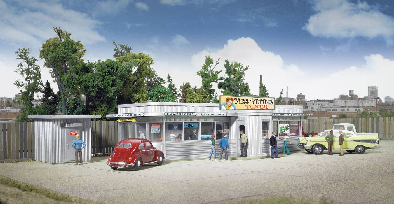 Walthers Cornerstone 2909 HO Scale Miss Bettie's Diner - Kit - 6-5/8 x 3 x 1-5/8" 15.2 x 7.6 x 4.1cm