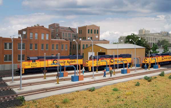 Walthers Cornerstone 4161 HO Scale Modern Diesel Service Fueling Facility - Kit - 10 x 20-5/8 x 4-3/8" (Over Lights) 25.4 x 52.3 x 11.1cm