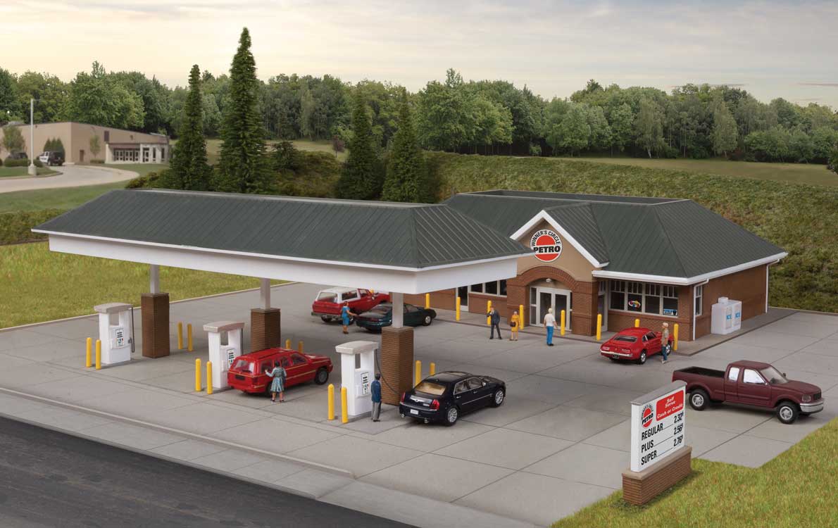 Walthers Cornerstone 3537 HO Scale Modern Gas Station - Kit - Main Building: 10-7/16 x 6-1/2 x 3-1/8" 26.5 x 16.5 x 7.9cm