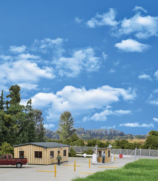 Walthers Cornerstone 4076 HO Scale Modern Guard Shack - Kit - Shack: 4-1/8 x 3 x 1-1/2"; Booth: 1-1/4 x 1-5/8 x 1-1/8"