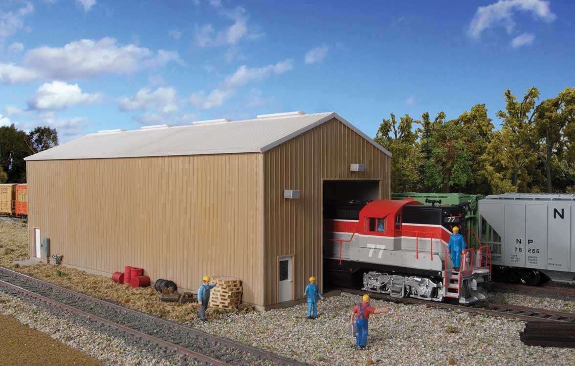 Walthers Cornerstone 2985 HO Scale Modern Single-Track Engine House - Kit - 11 x 4-1/4 x 4-1/4" 27.9 x 10.7 x 10.7cm