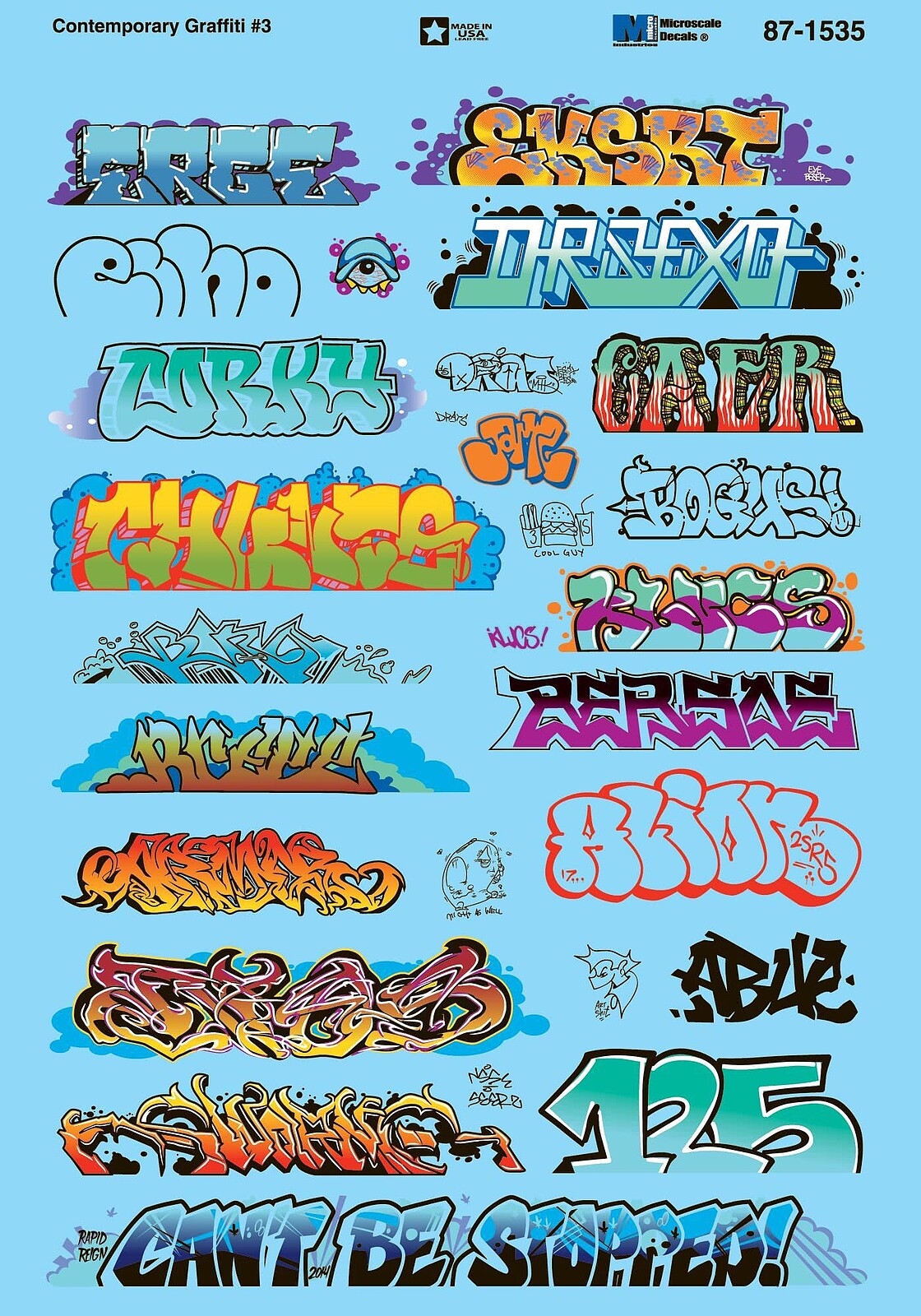 Microscale 87-1535 HO Scale Contemporary Graffiti #3 Waterslide Decals