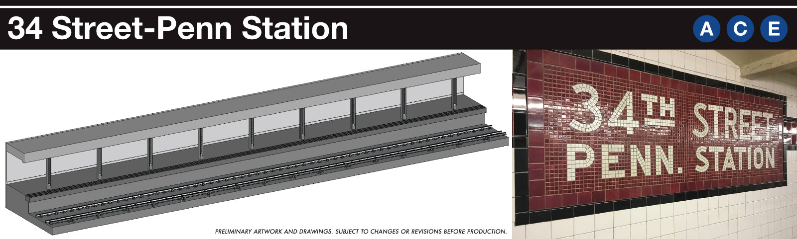 Rapido HO Scale NYC Subway Display Platform: IND 34th St-Penn Station