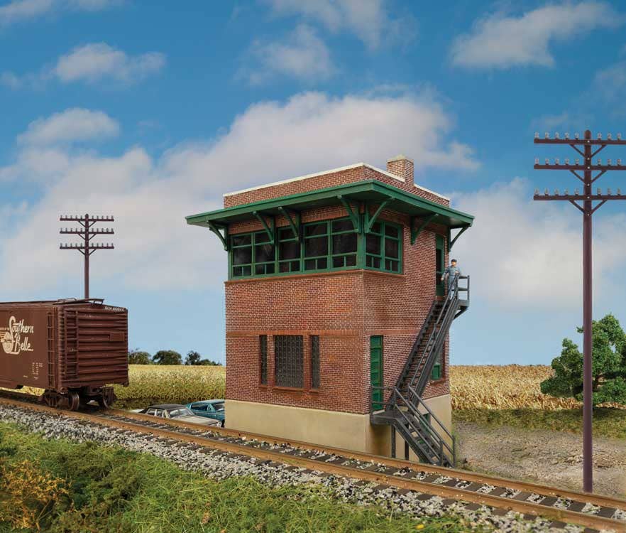 Walthers Cornerstone 3554 HO Scale Pennsylvania Railroad Brick Interlocking Tower w/Flat Roof - Kit - 5-1/4 x 3-1/8 x 5-5/8" 13.3 x 7.9 x 14.2cm