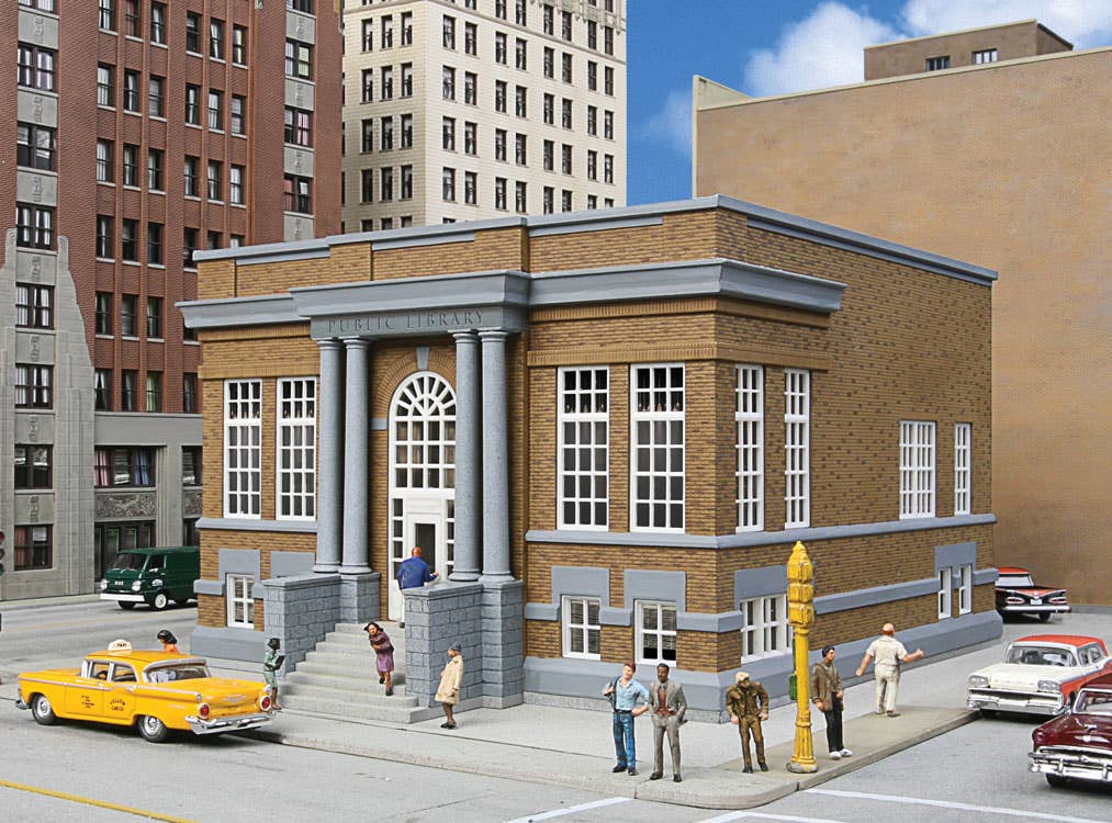 Walthers Cornerstone 3493 HO Scale Public Library - Kit - 8-1/2 x 6-1/2 x 4-3/4" 21.5 x 16.5 x 12cm