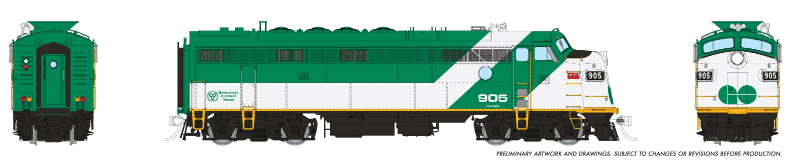Rapido HO APCU (DC/Silent): GO - Green & White, Early Font: #905