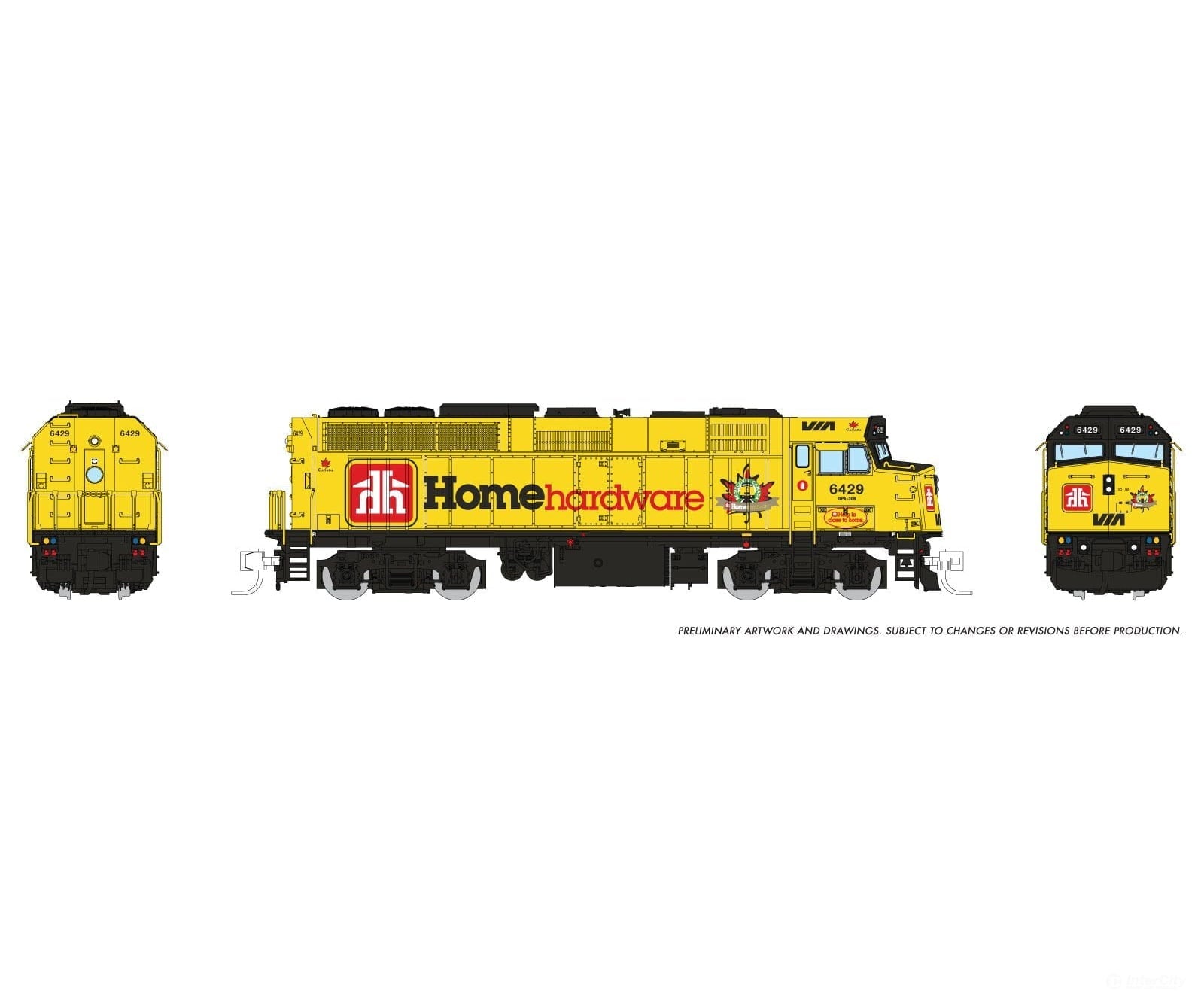 Rapido 580019 N Scale VIA Rail F40PH-2D — Home Hardware Wrap #6429 (Standard DC (silent)) - Oakville Model Trains Depot