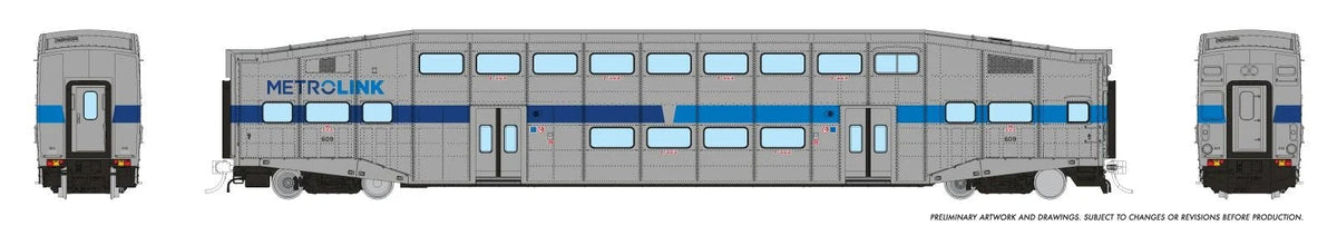 Rapido 1110008 HO scale BiLevel Commuter Car, Metrolink - Ribbon: Coach #618 (Former Cab)