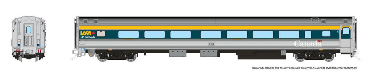 Rapido HO scale Budd Coach with HEP, VIA Rail current scheme teal