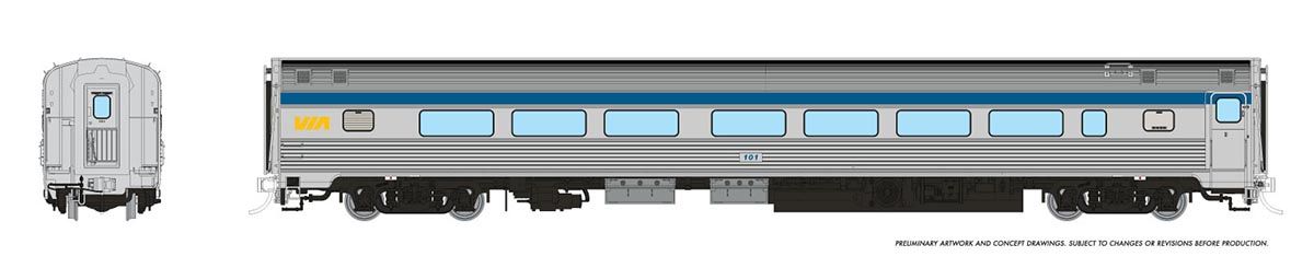 Rapido HO scale Budd Coach, VIA Rail original scheme