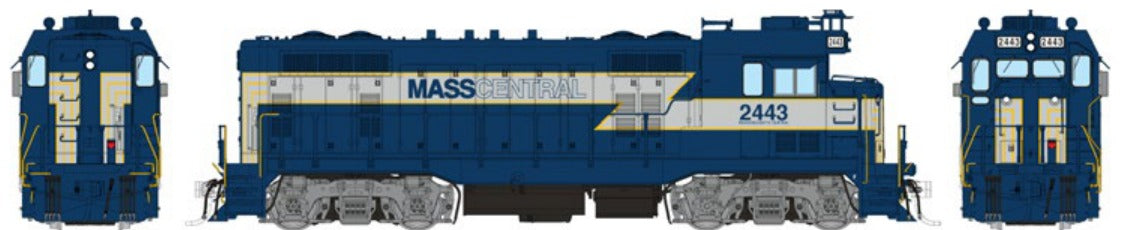Rapido HO Scale Santa Fe CF7 Square Cab — Massachusetts Central #2443 (DC/DCC/Sound)