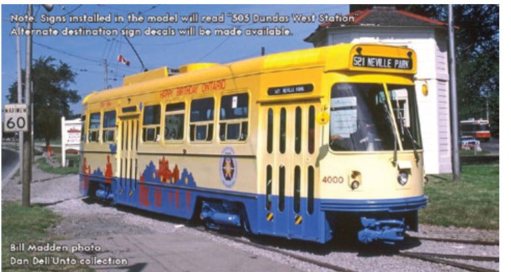 Rapido HO CLRV streetcar TTC "Happy Birthday Ontario" #4000