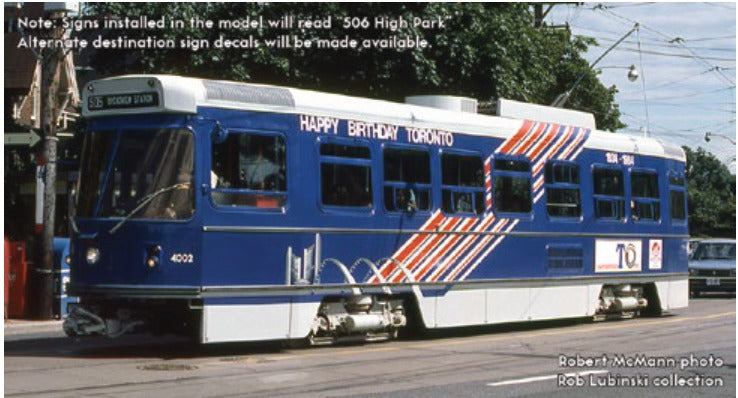 Rapido HO CLRV streetcar TTC "Happy Birthday Toronto" #4002