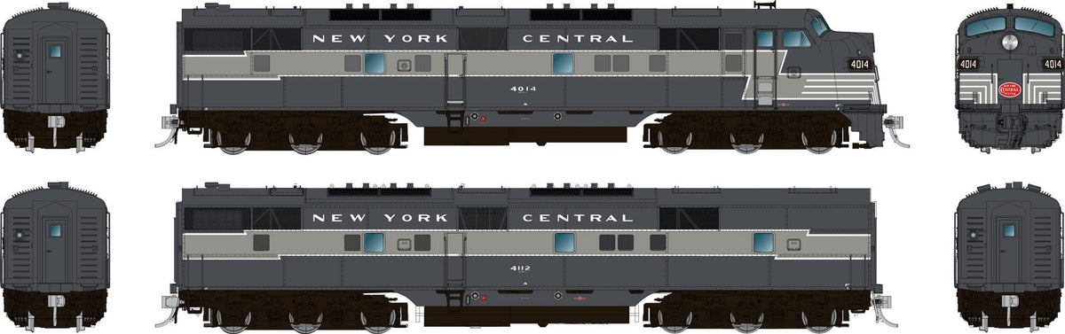 Rapido HO scale EMD E7A and E7B, New York Central lightning stripe