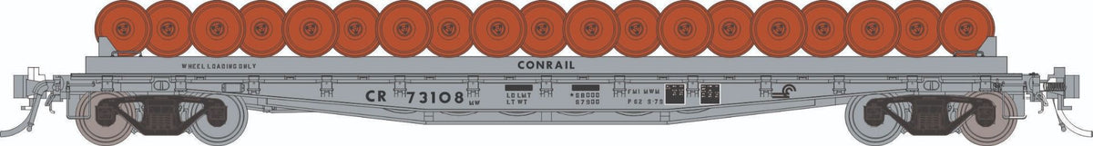 Rapido HO scale F30D 50' wheel flat car, Conrail MOW